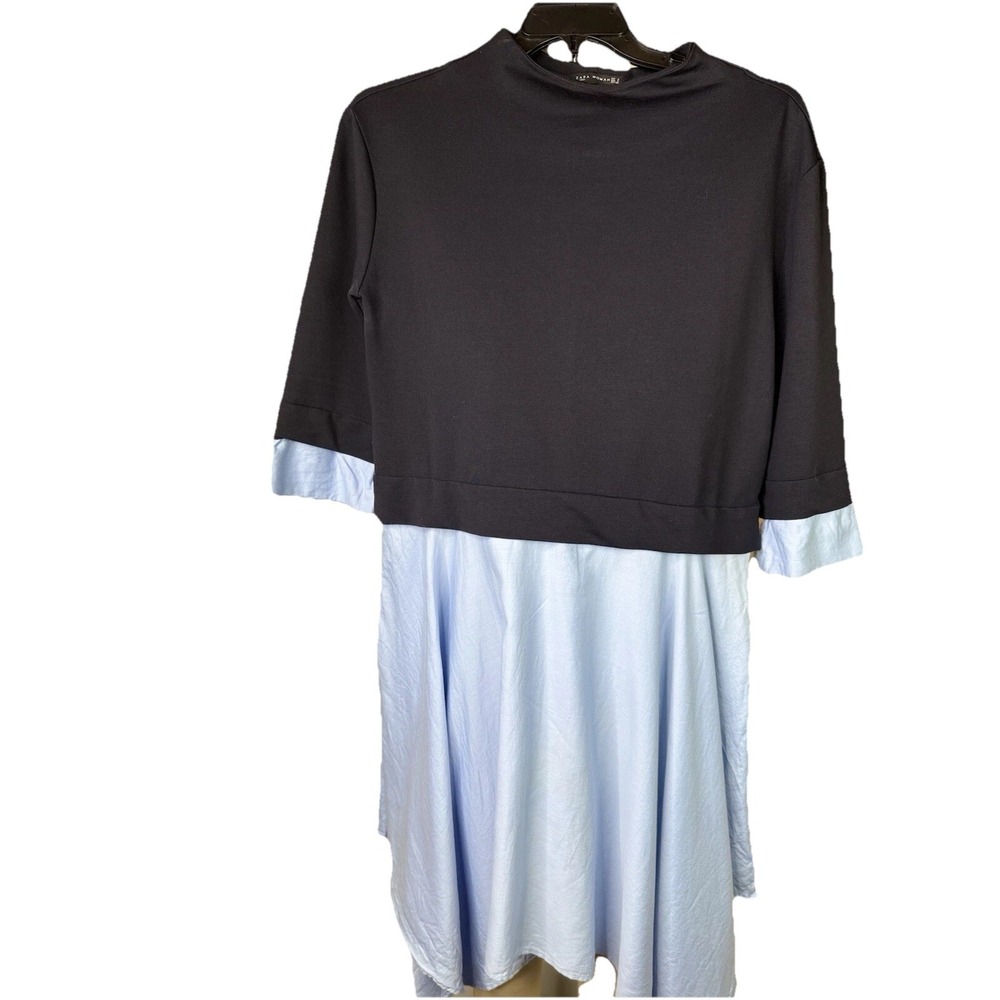 Zara Woman Women's Overlay Dress Twofer Navy Blue Size Small Flowy